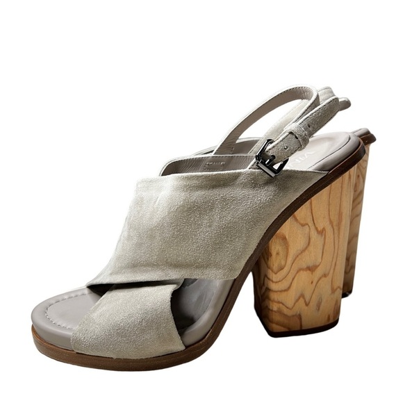 Vince Helena Wooden Block Heel Suede Sandal Size 10 - Picture 9 of 9